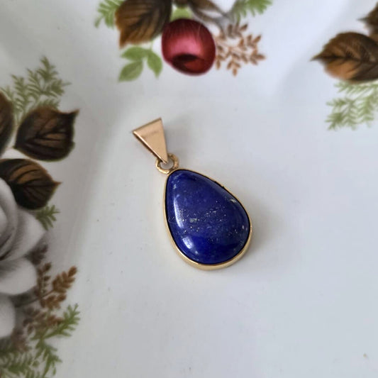 Vintage 14k gouden hanger met lapis lazuli
