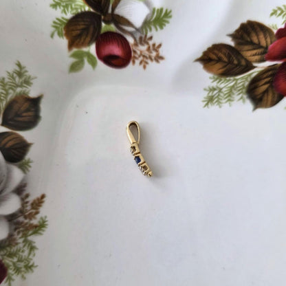 Vintage 14k gouden hanger met saffier en diamant
