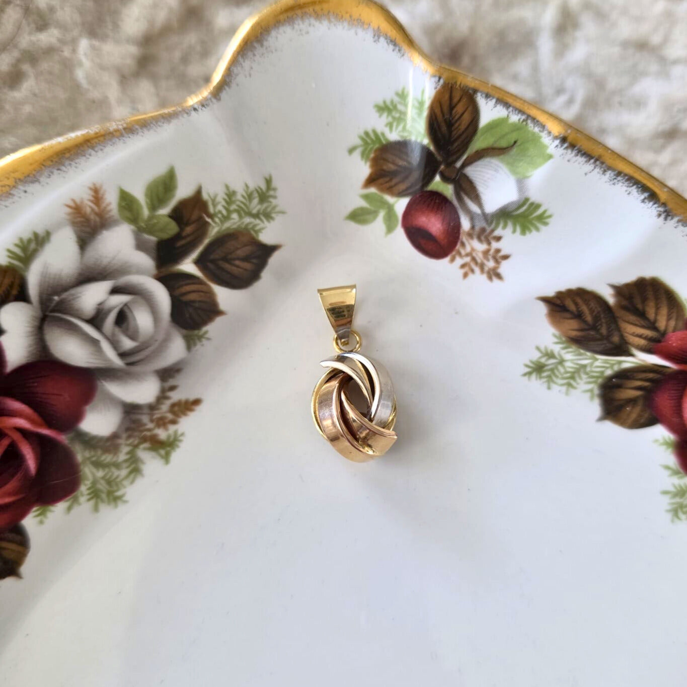 Vintage 18k gouden hanger tricolor