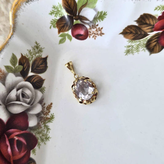 Vintage 14k gouden hanger met kwarts
