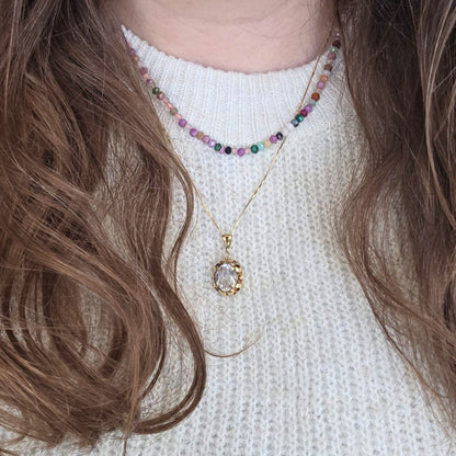 Vintage 14k gouden hanger met kwarts