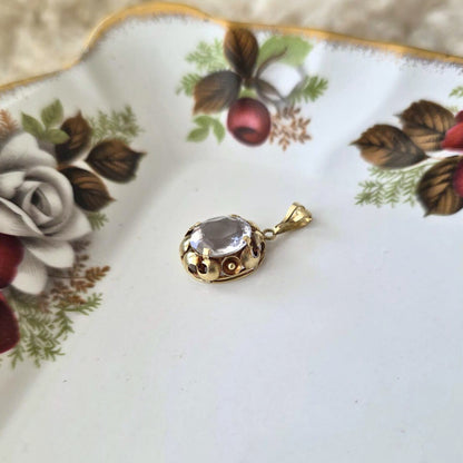 Vintage 14k gouden hanger met kwarts