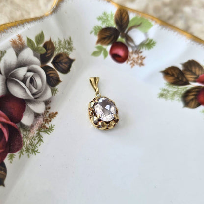 Vintage 14k gouden hanger met kwarts