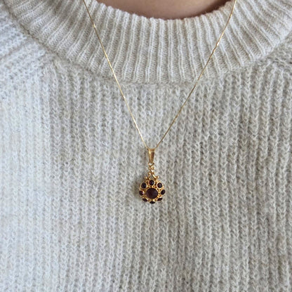 Vintage 14k gouden hanger met granaat entourage