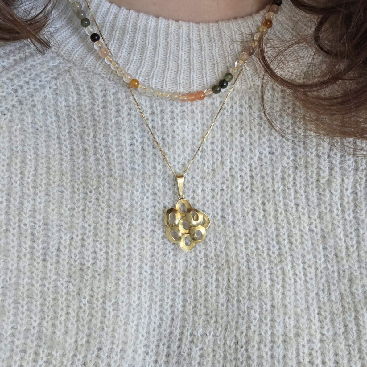 Vintage 14k gouden hanger abstract