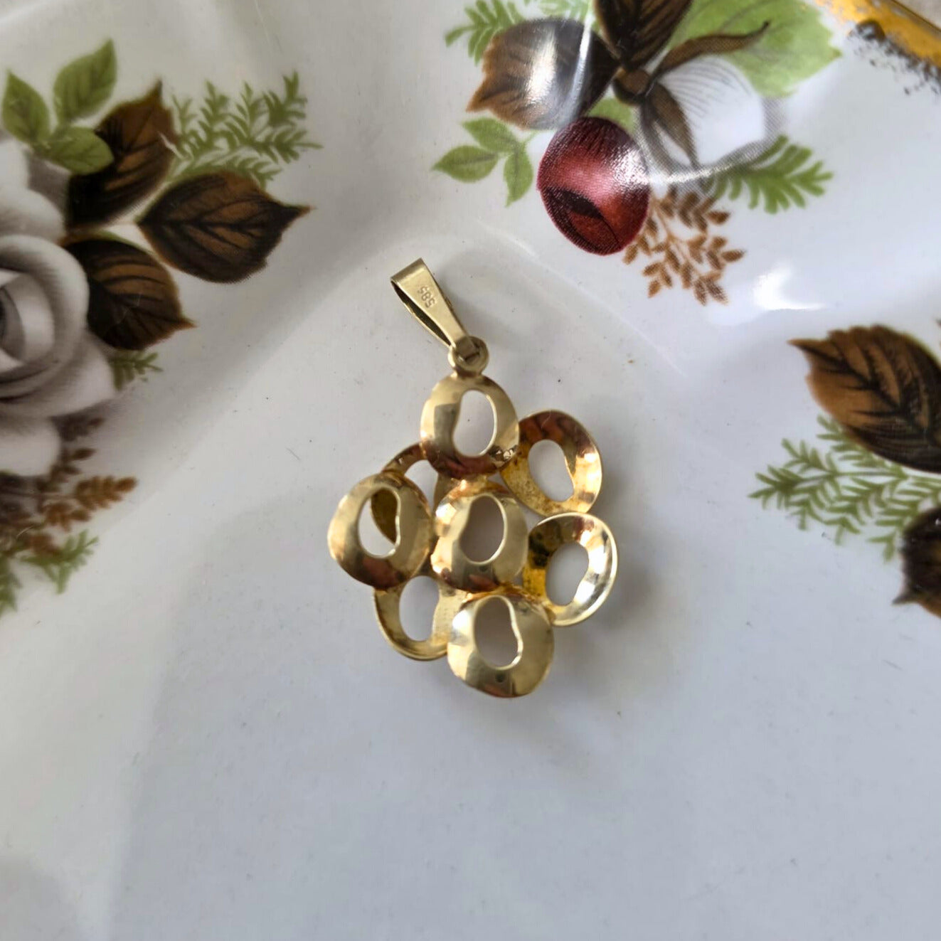 Vintage 14k gouden hanger abstract