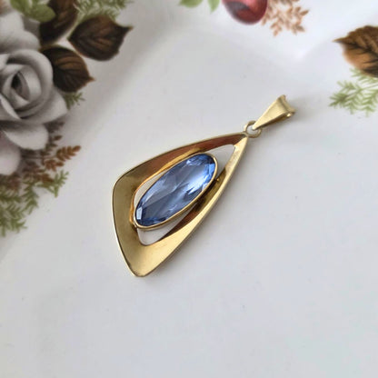 Vintage 14k gold pendant with topaz abstract