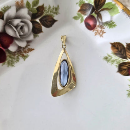 Vintage 14k gold pendant with topaz abstract