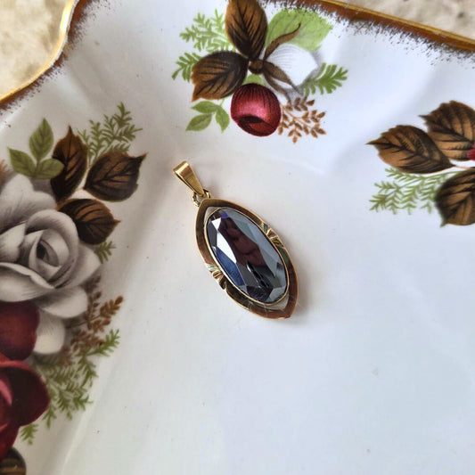 Vintage 14k gouden hanger met hematiet