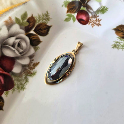 Vintage 14k gouden hanger met hematiet