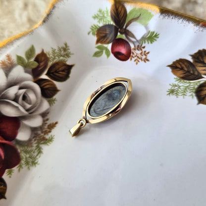 Vintage 14k gouden hanger met hematiet