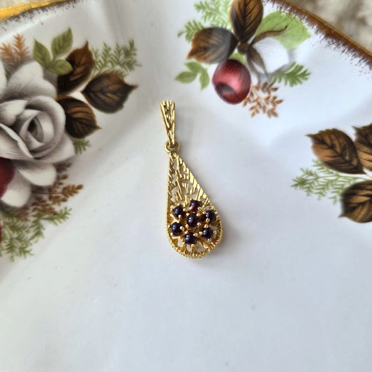 Vintage 14k gouden hanger met granaat
