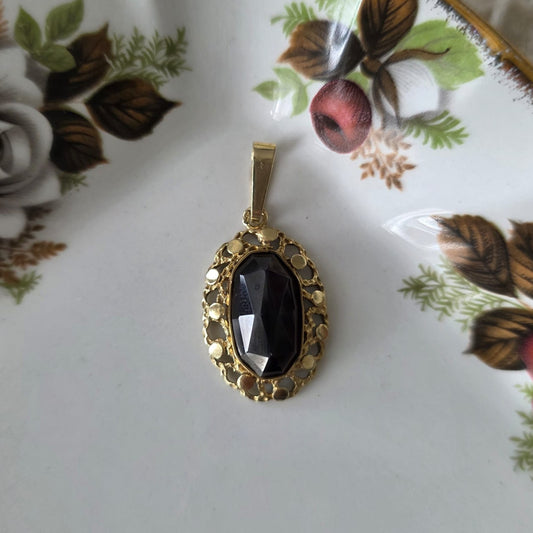 Vintage 14k gouden hanger met granaat dots