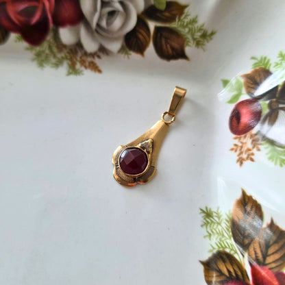 Vintage 14k gouden hanger met carneool drup