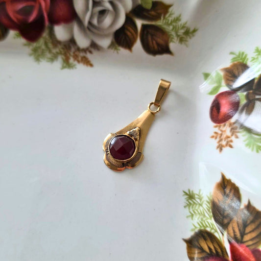 Vintage 14k gouden hanger met carneool drup