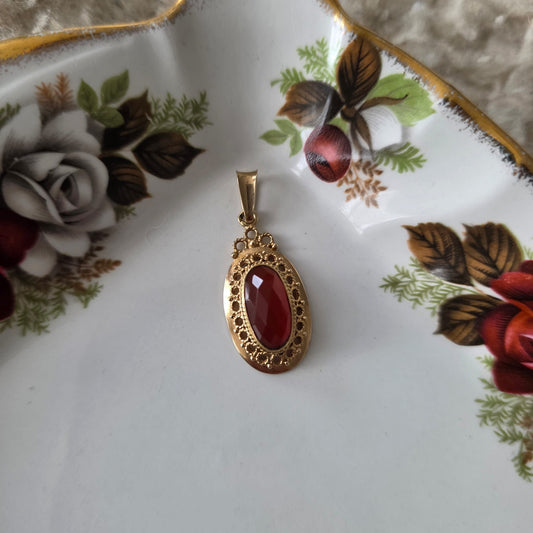 Vintage 14k gouden hanger met carneool