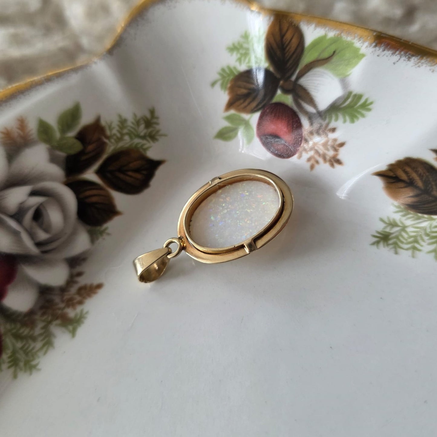Vintage 14k gouden hanger met opaal