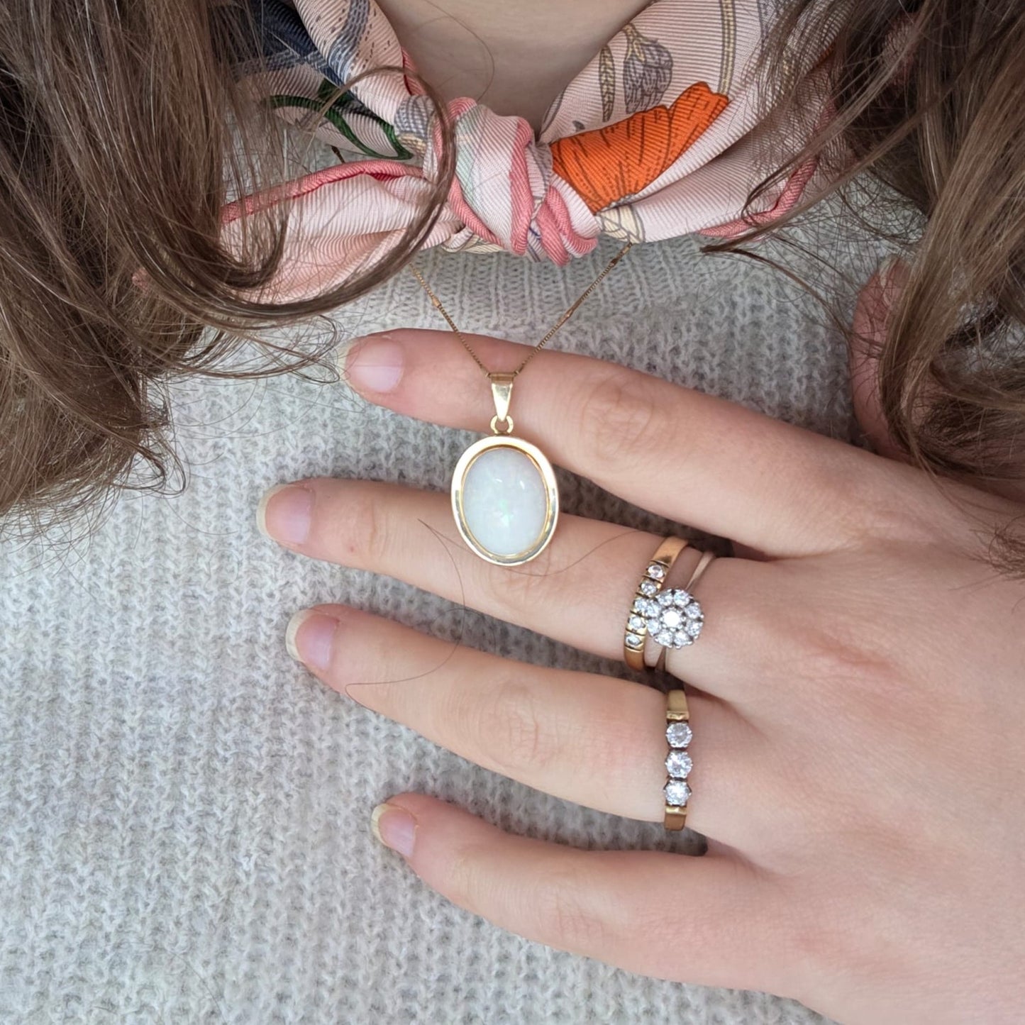 Vintage 14k gouden hanger met opaal