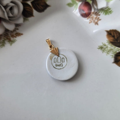 Vintage 14k gouden hanger met porselein