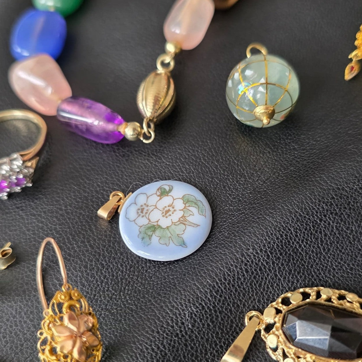 Vintage 18k gouden hanger wereldbol