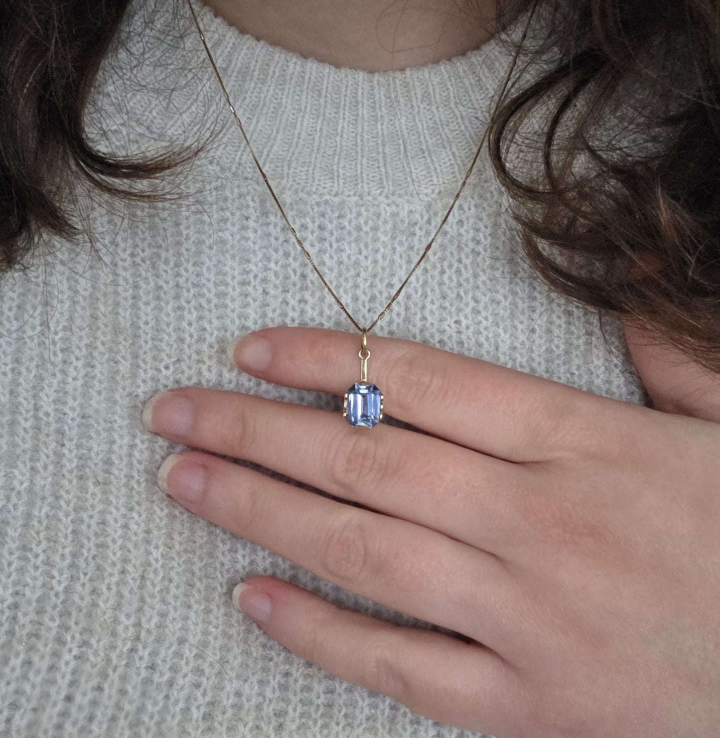 Vintage 14k gouden hanger met topaas