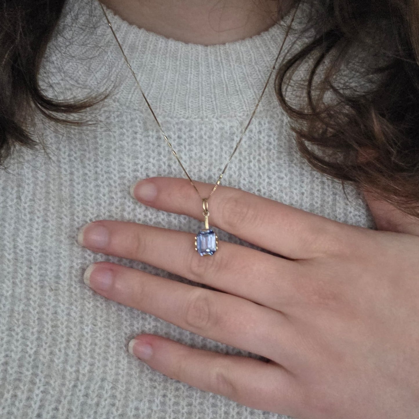 Vintage 14k gouden hanger met topaas