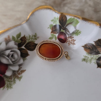 Vintage 14k gouden hanger met carneool