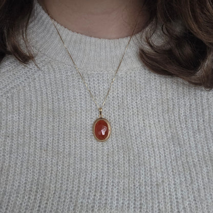 Vintage 14k gouden hanger met carneool