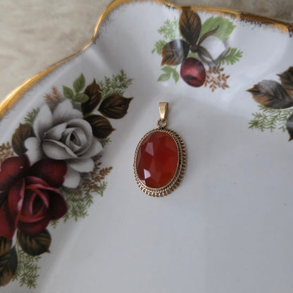 Vintage 14k gouden hanger met carneool