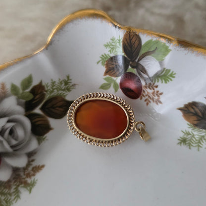 Vintage 14k gouden hanger met carneool