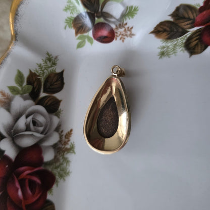 Antieke 14k gouden hanger met goudsteen en micromozaïek