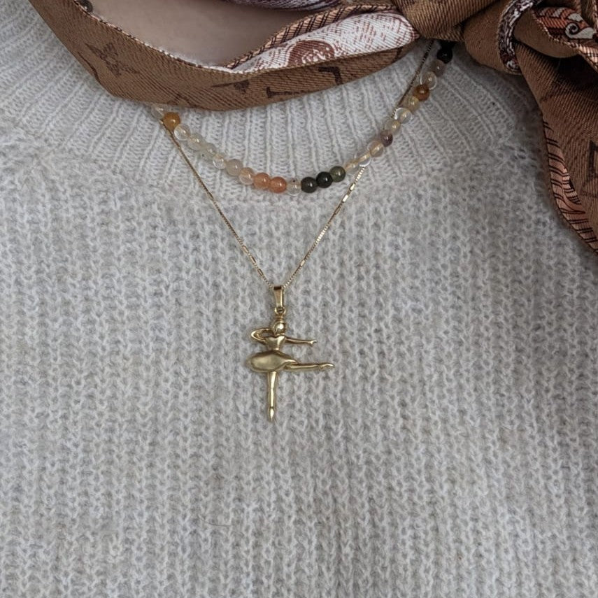 Vintage 14k gouden hanger ballerina