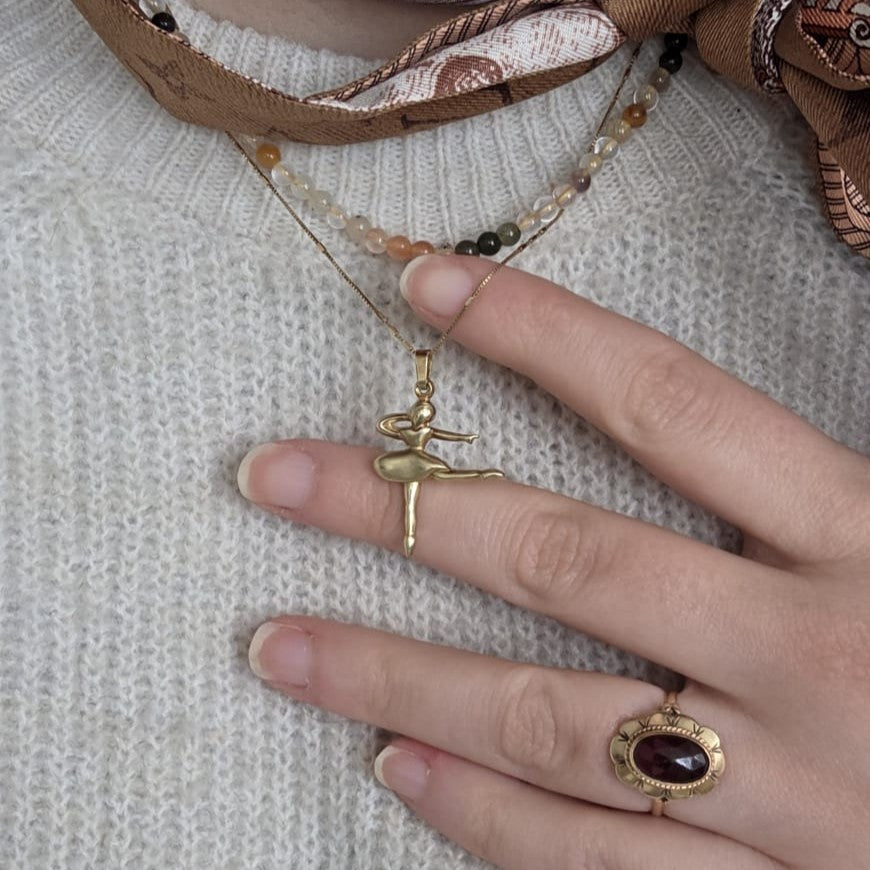 Vintage 14k gouden hanger ballerina