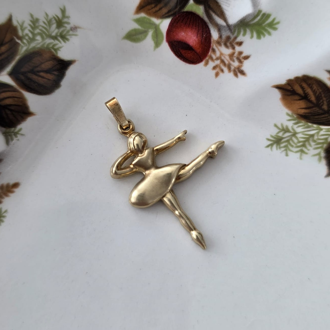Vintage 14k gouden hanger ballerina