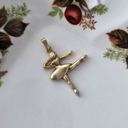 Vintage 14k gouden hanger ballerina