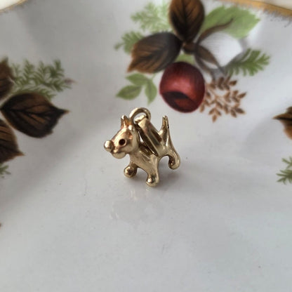 Vintage 14k gouden hanger terrier hondje