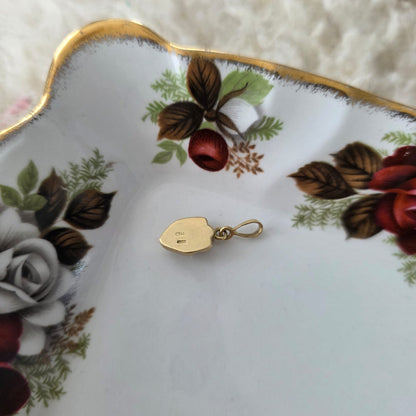 Vintage 18k gouden hanger met diamant masker