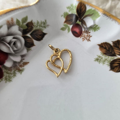 Vintage 18k gouden hanger hartjes