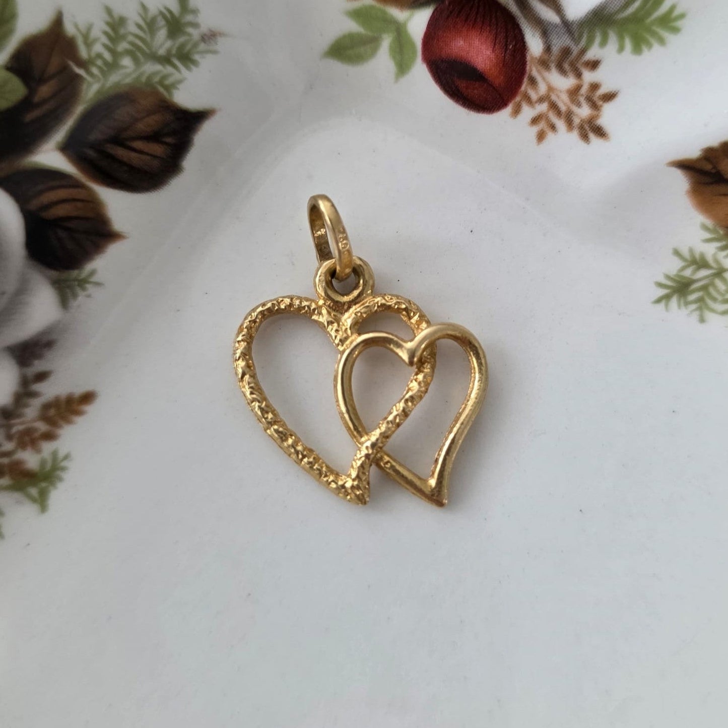 Vintage 18k gouden hanger hartjes