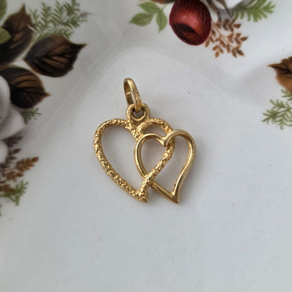Vintage 18k gouden hanger hartjes