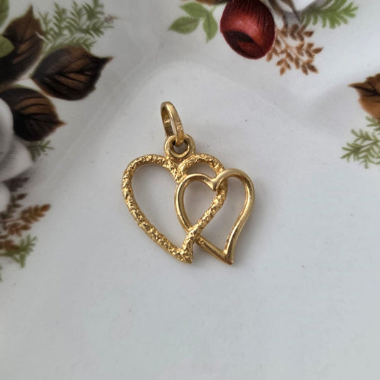 Vintage 18k gouden hanger hartjes