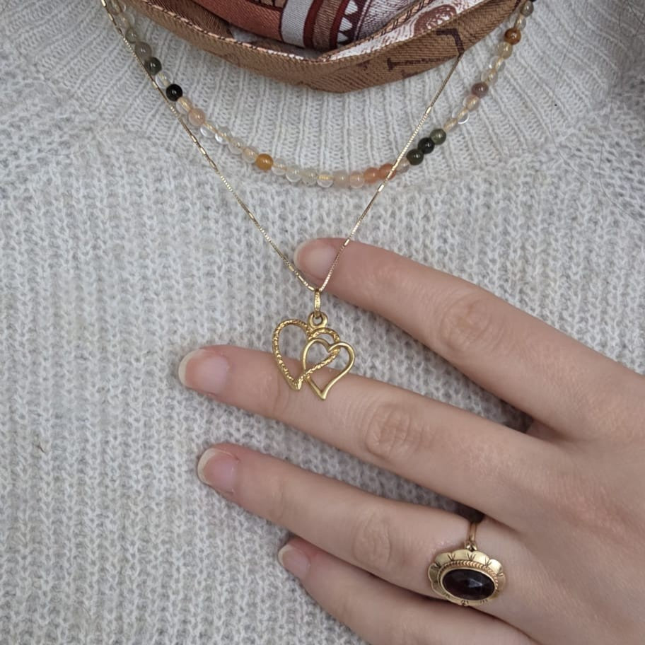 Vintage 18k gouden hanger hartjes