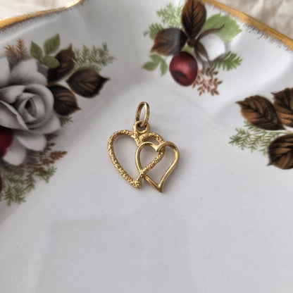 Vintage 18k gouden hanger hartjes