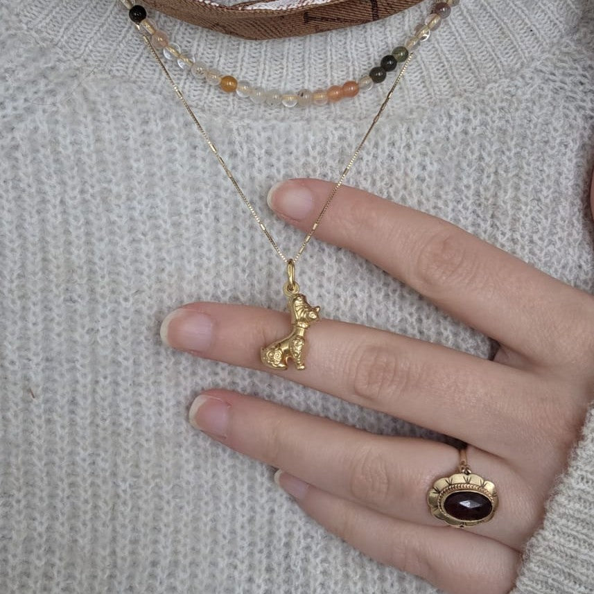 Vintage 18k gouden hanger poedel hond