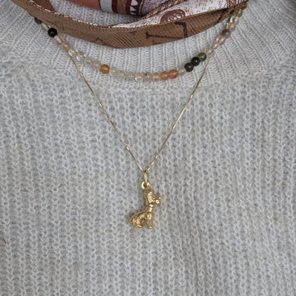 Vintage 18k gouden hanger poedel hond