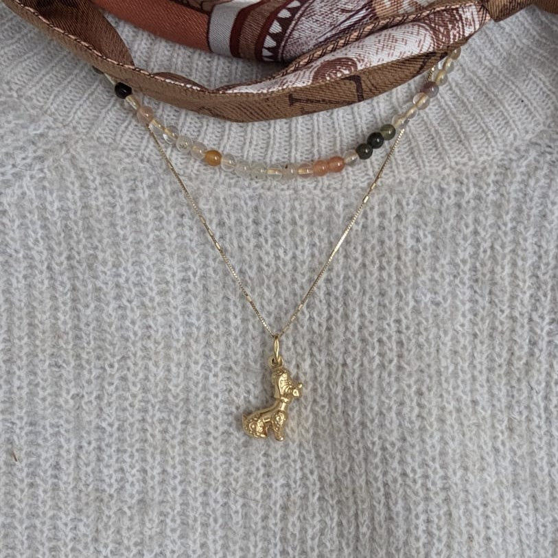 Vintage 18k gouden hanger poedel hond