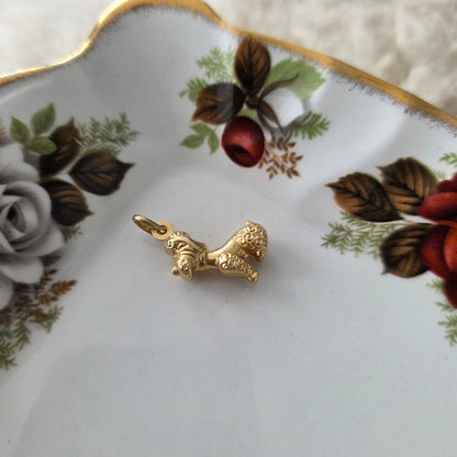 Vintage 18k gouden hanger poedel hond