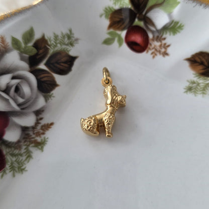 Vintage 18k gouden hanger poedel hond