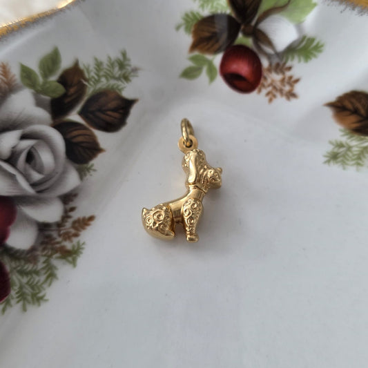 Vintage 18k gouden hanger poedel hond