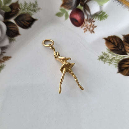 Vintage 18k gouden hanger danseres